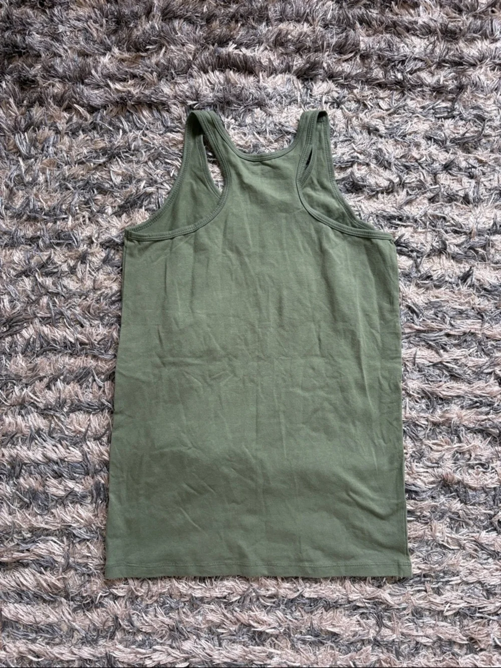 Fitted Olive Green Tank with Rainbow Graphic
